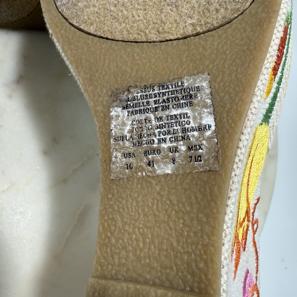 Bongo Vintage Y2K Embroidered Floral Platform Wedge Sandals Fairy Cute Size 10M - Picture 9 of 12